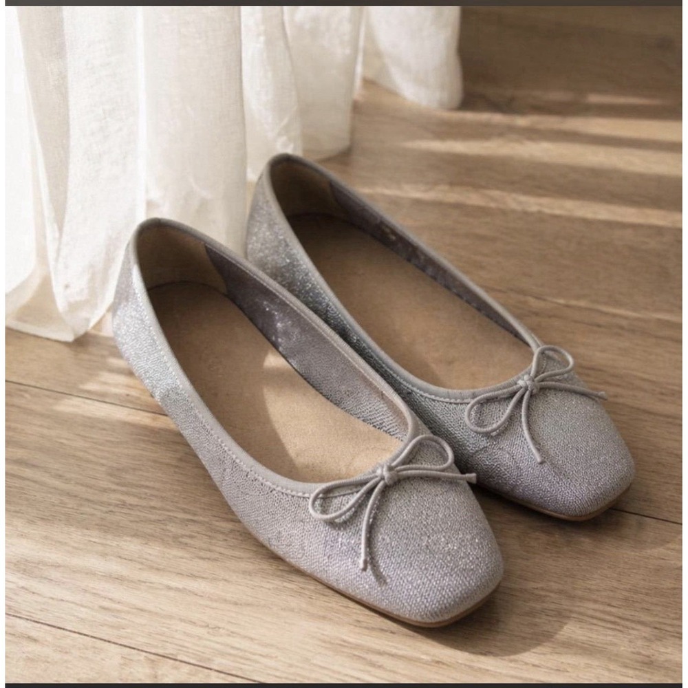 Vionic Klara Knit Ballet Flats Gray Women's 7.5 New No Box Comfort Arch Support